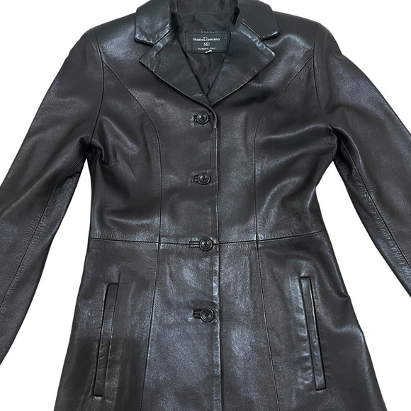 Women’s Vintage Mario Romano Black 100% Leather Coat Size EU 38 Florence… - Picture 8 of 12